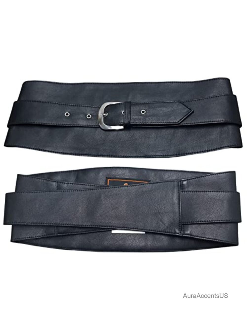 Genuine Lambskin Leather Obi Sash Wrap Corset Harness Wide Buckle Belt